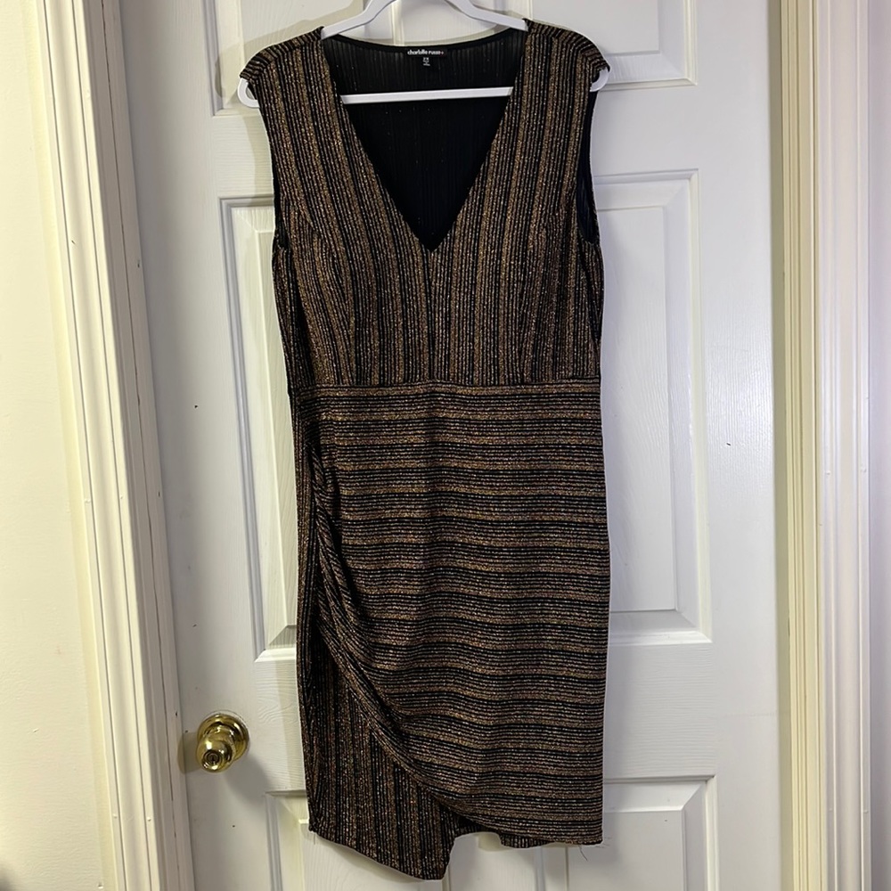 2X Black and gold sparkly dress
